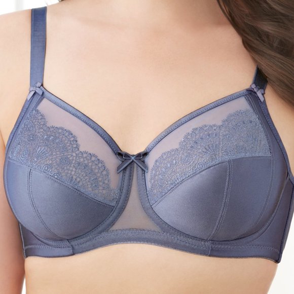 Set of 3! 42C Glamorise ELEGANCE Bra (UNDERWIRE) Lace Side-Bones Blue-Ice NEW - Picture 9 of 16